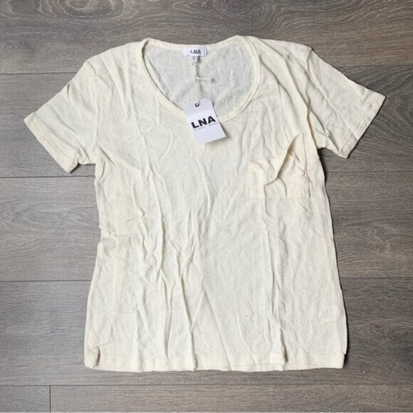 Revolve LNA Short Sleeve Torn Pocket Tee Oversized T-Shirt Scoop Neck Size XS - Picture 2 of 11